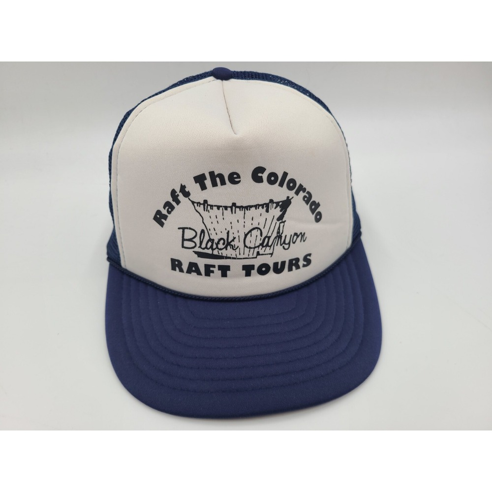 Vintage Black Canyon Raft Tours‎ Mesh Trucker Snapback Hat Cap CO Men White Blue
